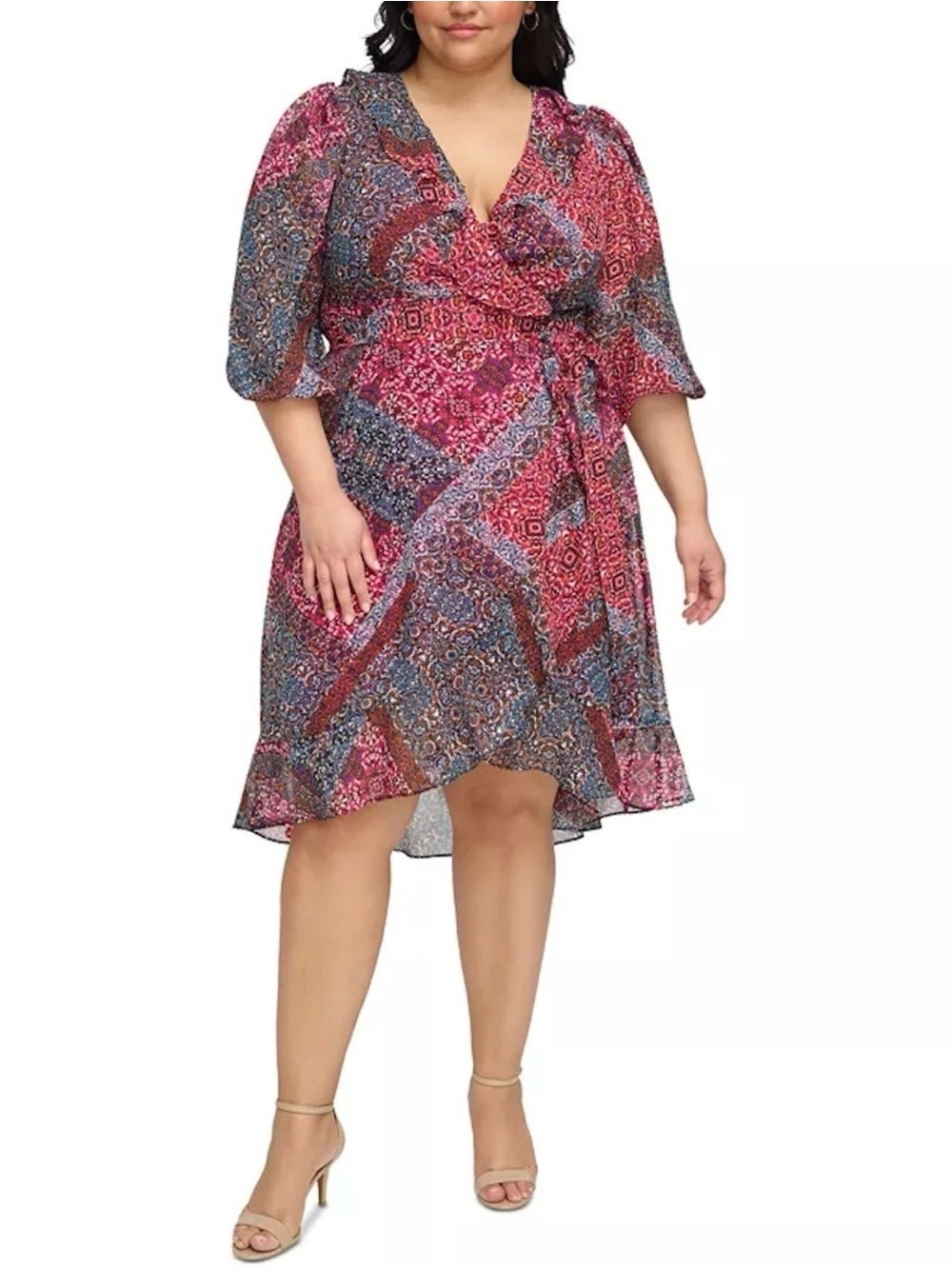 Faux Wrap Multicolor Dress
